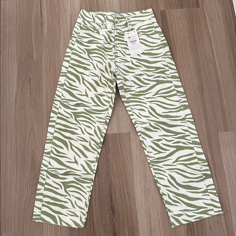 NWT Bershka Green Zebra Pants